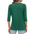 thumbnail image 4 of Green Women's Long Sleeve T-shirt, Womens Tops Casual 3/4 Sleeve Crew Neck Shirts Loose Fit Tunic Blouses Summer Tees,Women's Long sleeve T-shirt L, 4 of 6
