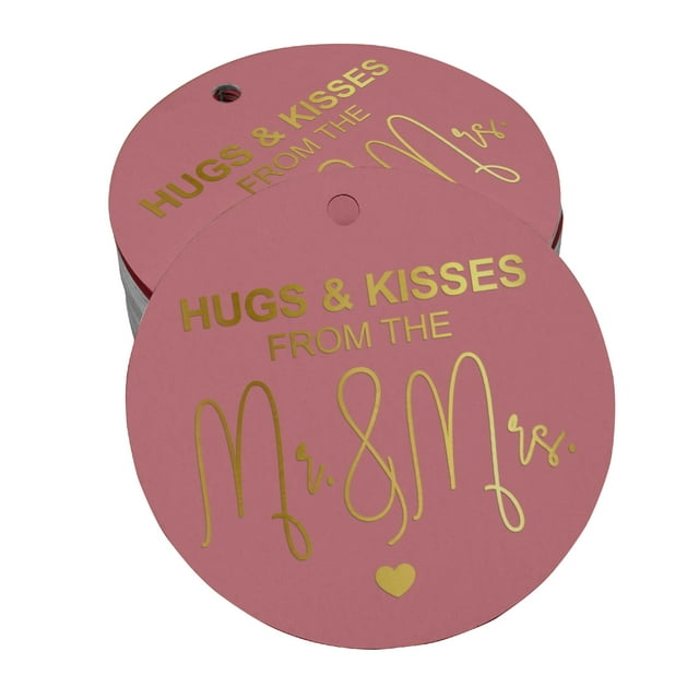 Inkdotpot Gold Foil Paper Hang Tags Hugs & Kisses From The Wedding Favor Tags 100 Pieces