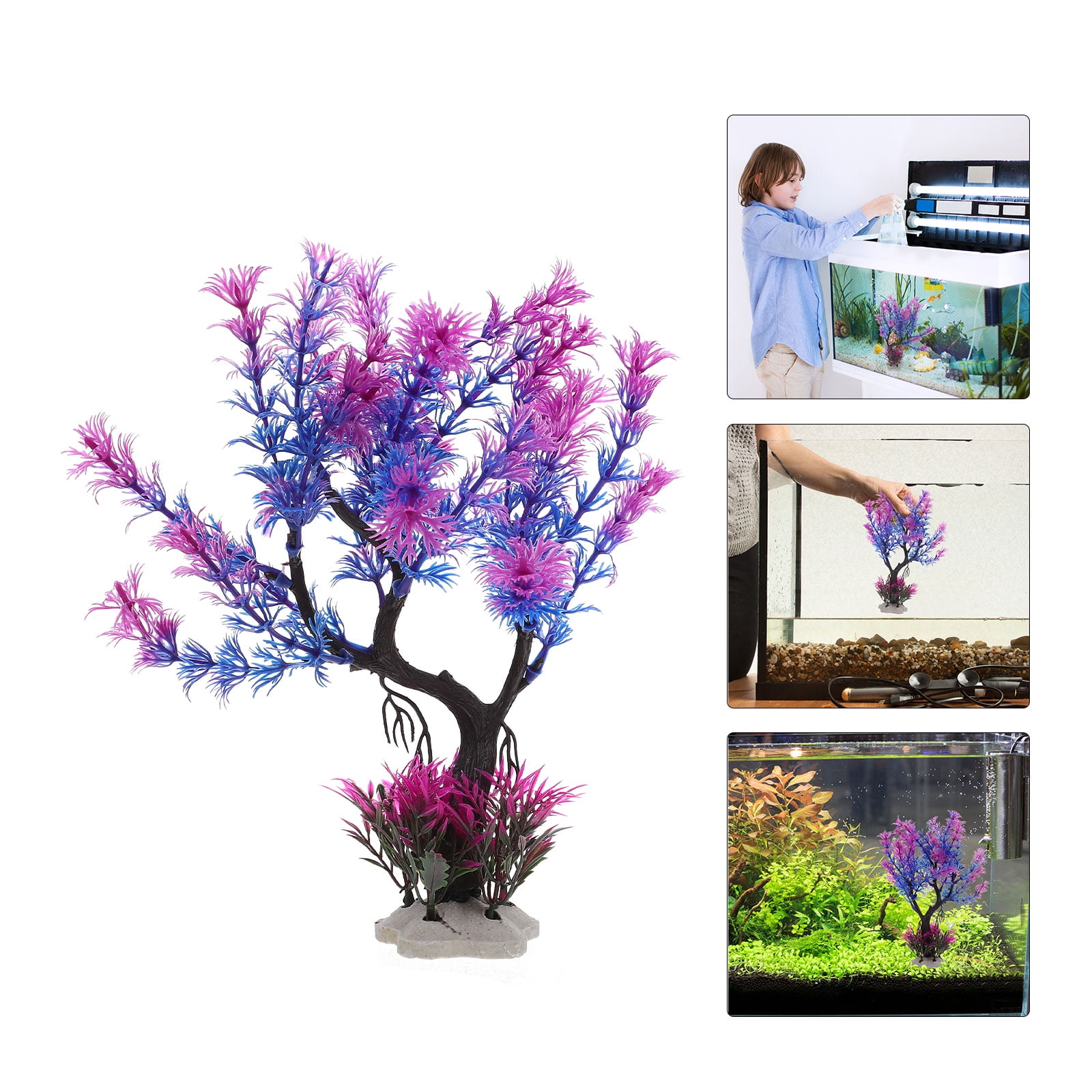 CTIRCHIU Lifelike Plastic Aquarium Plant Decoration for Fish Tank Purple