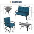 thumbnail image 2 of SUNCROWN 5-Piece Patio Furniture Conversation Sets with Wrought Iron Loveseat and Spring Chairs（Peacock Blue）, 2 of 5