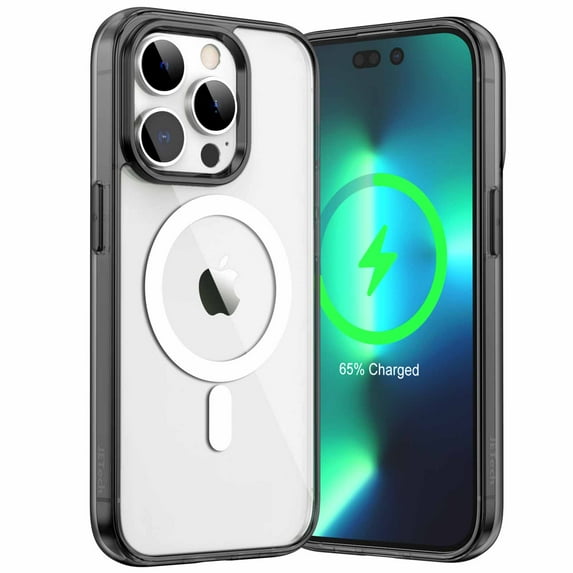 JETech Magnetic Case for iPhone 14 Pro 6.1-Inch Compatible with MagSafe Wireless Charging, Shockproof Phone Bumper Cover, Anti-Scratch Clear Back (Black)