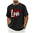 thumbnail image 2 of UVEASISHA Mens Valentine's Day Shirt Plaid Love Heart Print T-Shirts Summer Short Sleeve Crewneck Graphic Tees Regular Fit Fashion Vacation Tshirt Black M, 2 of 5