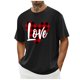 thumbnail image 1 of Tops para hombre, blusas y camisas de cuello redondo y manga corta para hombre. Camiseta/camisa informal de cuello redondo y manga corta con estampado de corazones para hombre. Tops de poliéster para, 1 of 4