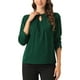 thumbnail image 1 of CURVOSPORT Camisa Elegante para Mujeres, Top de Oficina con Abertura, Frente Plisado, Manga 3/4, Blusa de Chifón XL Verde Oscuro, 1 of 6