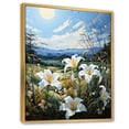 thumbnail image 2 of Designart "White Green Lilies landscape Pointillism Dot II" Floral Floater Framed Wall Art Print, 2 of 7