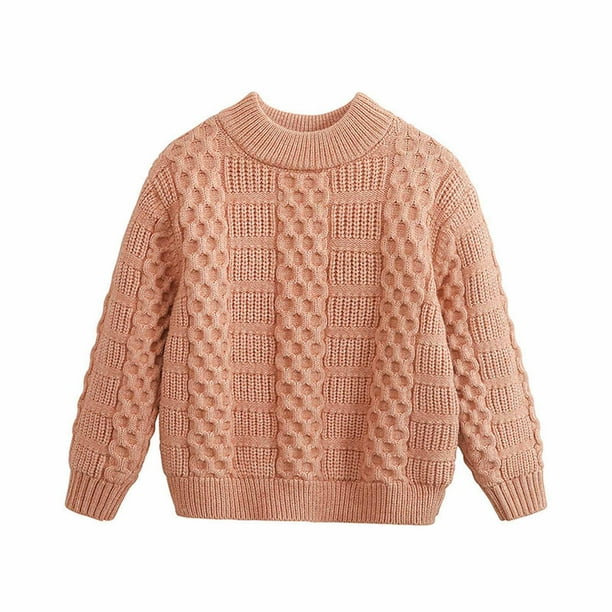 Suéter Para Niños Otoño Invierno Niños Jersey De Cuello Redondo Suéter Grueso De Felpa Caqui Odeerbi LM103-6385