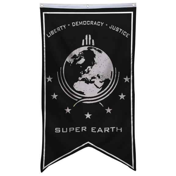 DianYu Super Earth Pennant Flag Banner Game Room banner Flag 30x50 Inch Man Cave Home Office Bed Room Decor black