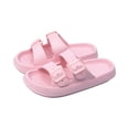 thumbnail image 2 of UDAUDU Womens Mens House Slippers Shower Sandals Comfortable Soft Beach Sole Thick Foam Double Buckle Adjustable Outdoor Shoe Pink 7 Wide, 2 of 5