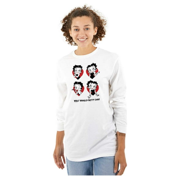 Betty Boop What Would She Hearts Women's Long Sleeve T Shirt Brisco Brands M