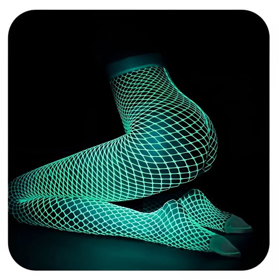 TELOLY Pantyhose for Women Fish Net Stocking for Women Sheer Black Tights for Women Fishnet Stockings Glowing Fishnet Glow Tights White Fishnet Tights Women's Tights Panty Hose