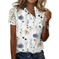 thumbnail image 1 of Gvmfive Women Tops Casual Short Sleeve Floral Print V Neck Shirt Blouse, 1 of 4