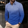 thumbnail image 2 of Wyobmus Long Sleeve Shirt for Men Casual Quarter Zipper T-Shirt Gradient Print Long Sleeve Lapeled Tops Blue, 2 of 5
