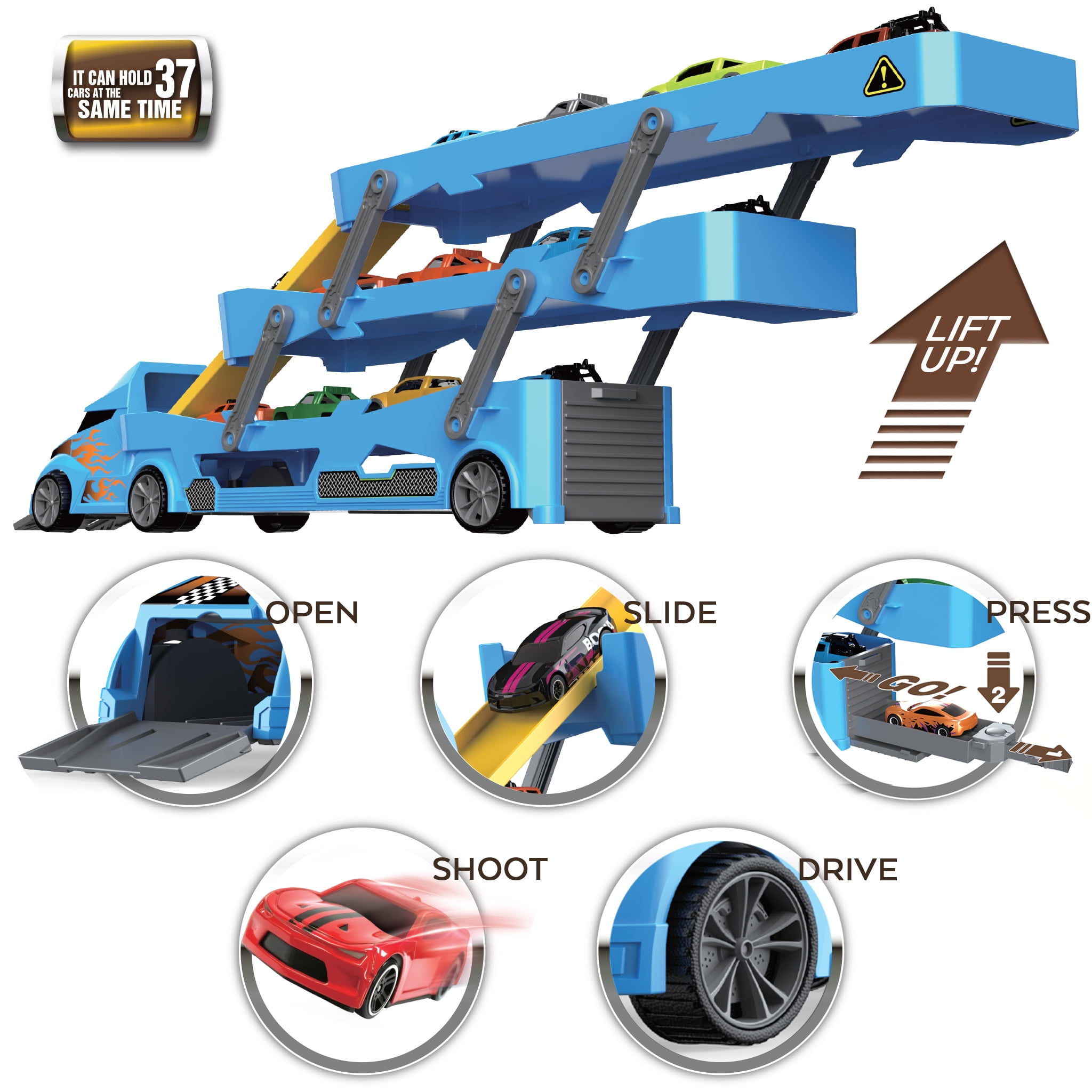 Buy TOYLI Vehicle Playset Toy Car Hauler Carrier Truck with Track