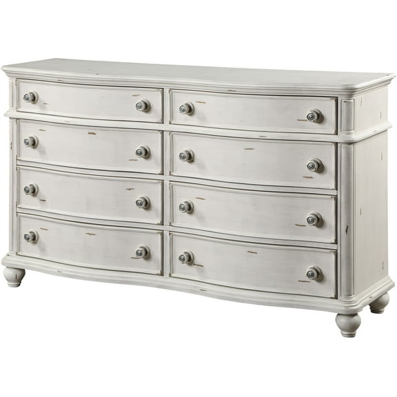 ACME Jaqueline 8-Drawer Wooden Dresser in Light Gray and Antique White