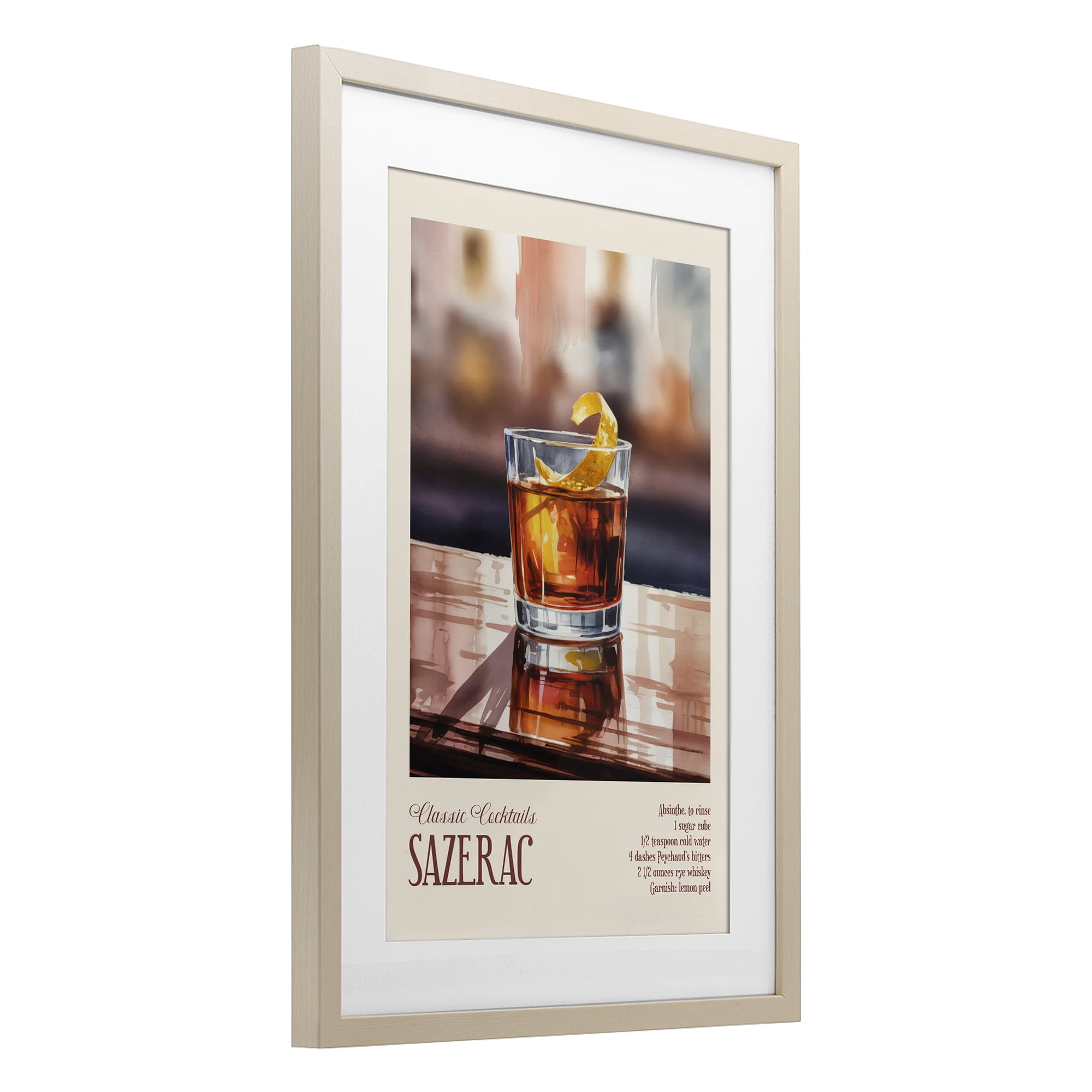 Stupell Industries Sazerac on Reflective Surface Birch Framed Print Under Glass, design by Andreas Magnusson