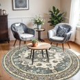 thumbnail image 2 of General Washable Oriental Area Rug - 4ft Round Rugs for Living Room Soft Carpet for Bedroom Waterproof Floral Distressed Indoor Stain Resistant Non-Shedding Floor Carpets (Blue, 4ft-Round), 2 of 12