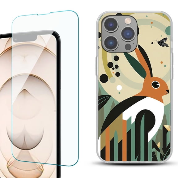 OneToughShield ® for iPhone 15 Pro Shockproof Phone Case, with Tempered Glass Screen Protector - Rabbit