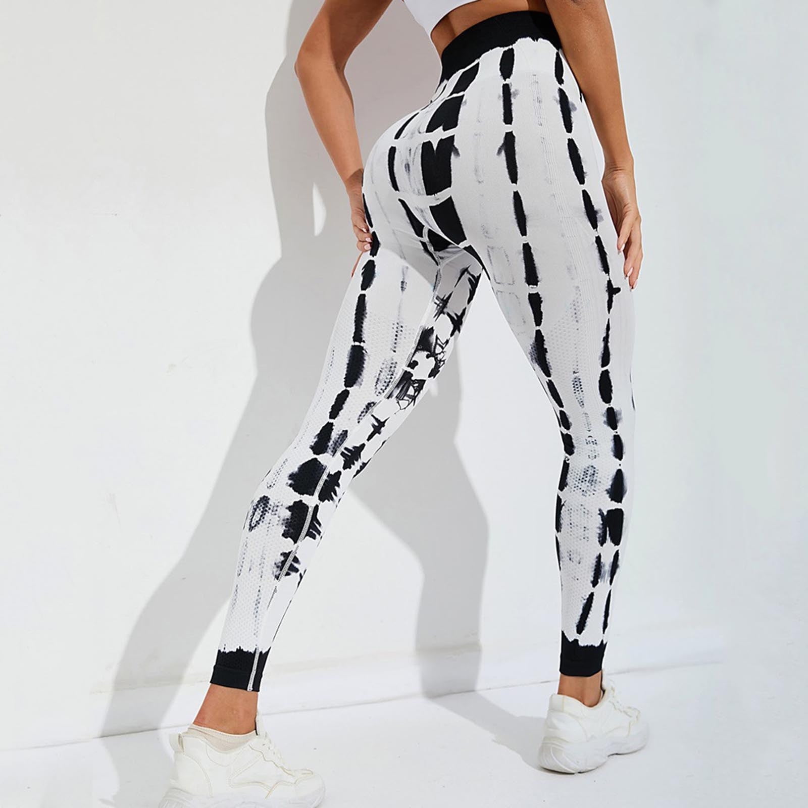 Women Autumn Winter Tie Dye Seamless High Waist Sports Yoga Leggings Yoga  Pants Black M - Walmart.com