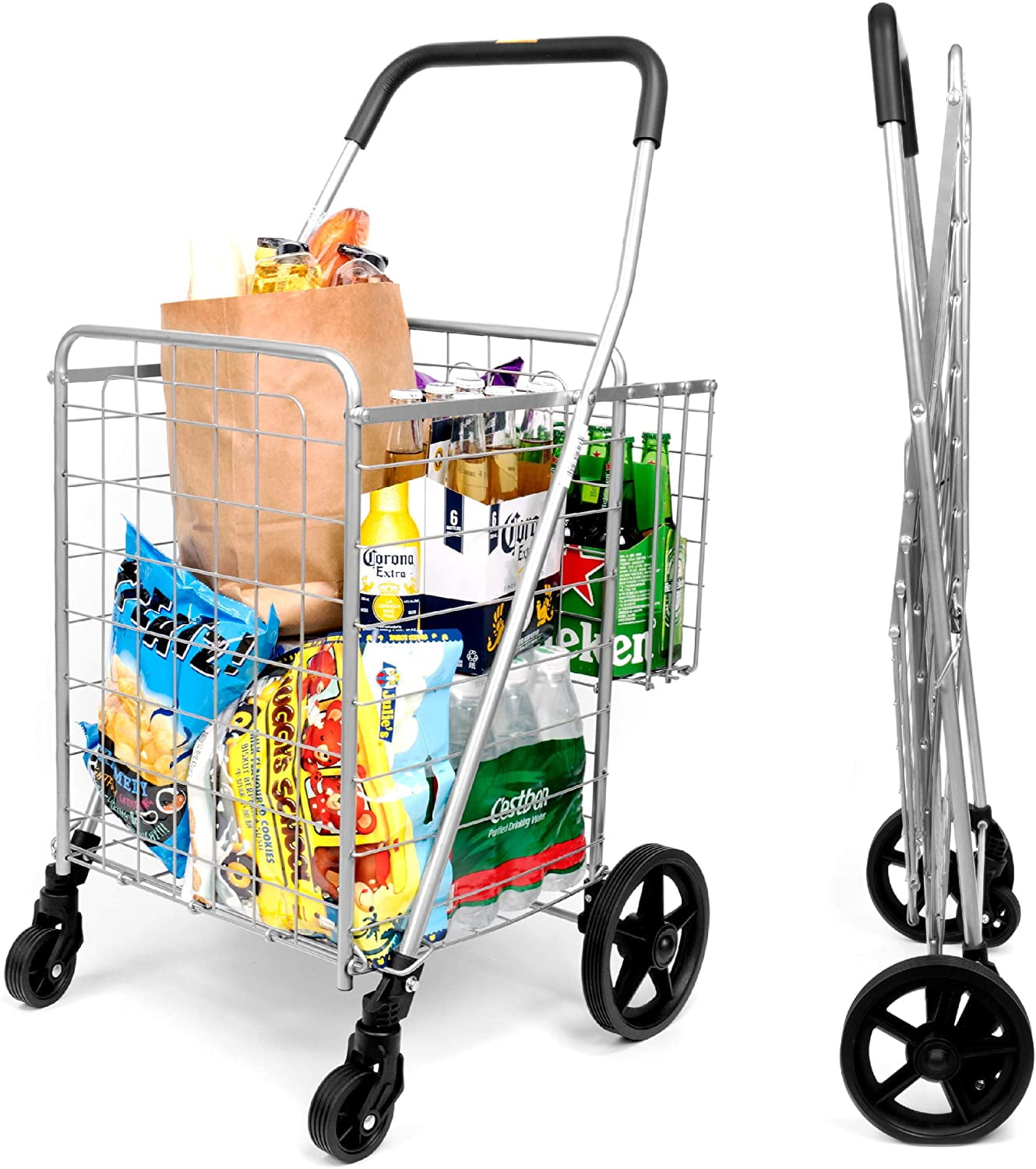 supenice SUPENICE Grocery Utility Shopping Cart Deluxe Folding Cart