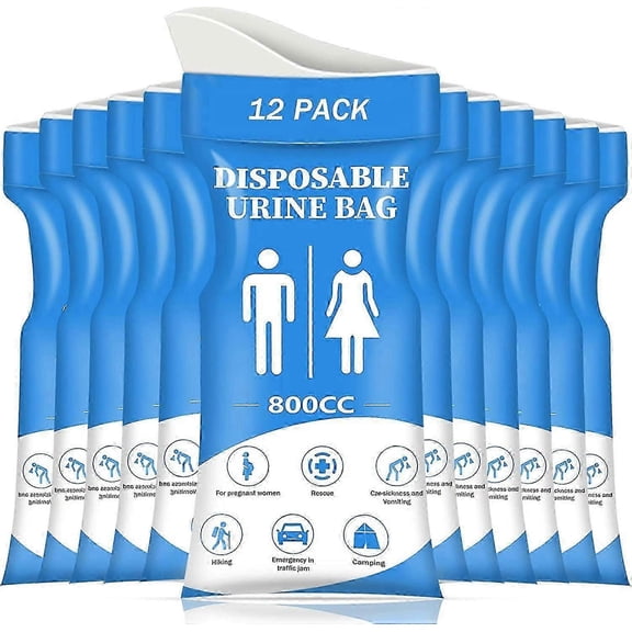 Disposable Urine Bag, 12/24 PCS Pee Bags for Travel for Women/Men, 800ML Emergency Portable Urinal Bag and Vomit Bags, Unisex Urinal Bag for Camping,