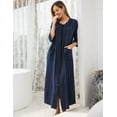 thumbnail image 3 of Ekouaer Women's Pajama Sets Robe for Women Zipper Front Robes 3/4 Sleeve House Dress with Pockets Full Length Nightgown Housecoat, 3 of 8