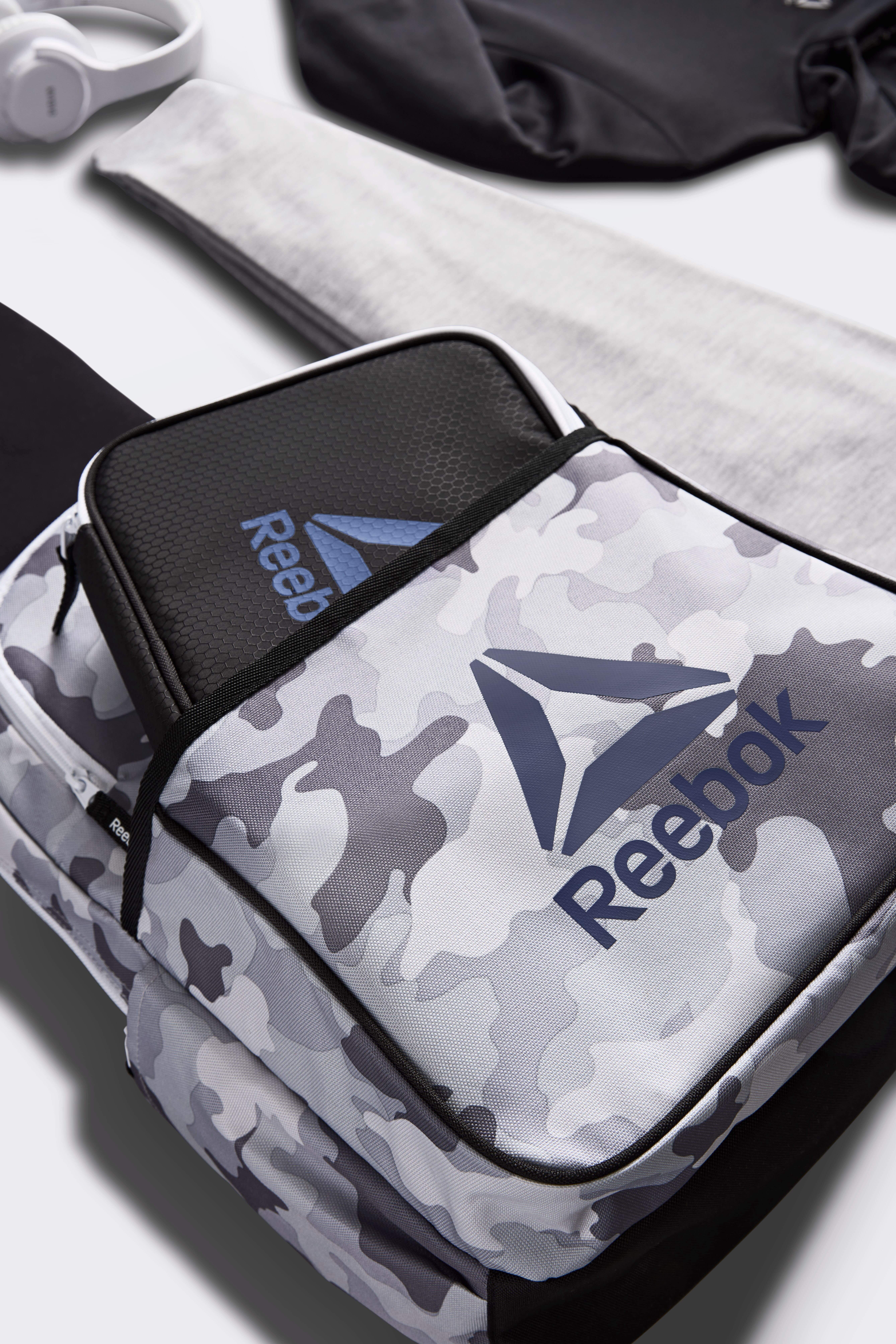 Reebok Boys' Riley 17" Laptop Backpack with Lunch Box Set, 2-Piece, Light Grey Camo