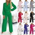 thumbnail image 1 of Sentmoon Ensemble de Voyage Vêtements pour Femmes Blouses à Manches Longues pour Femmes et Pantalons Larges de Détente pour Femmes Chandails en Molleton Femmes Couleur Unie Col Rond Grande Taille Tenue de l\'Action de Grâce Automne et Hiver, 1 of 9
