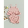 thumbnail image 5 of Bagilaanoe 2pcs Toddler Baby Girl Shorts Set Sleeveless Cami Tops + Ruffle Shorts 6M 12M 18M 24M 3T Kids Casual Summer Clothes, 5 of 8