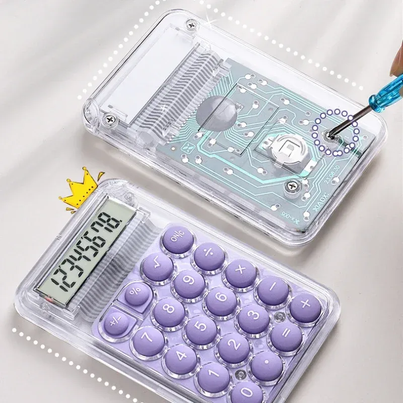1Pcs Student Calculator LCD Display Large ScreenSiicone Buttons 8-digit Handhed StudyElectronic Calculator Schoo Supplies