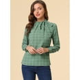 thumbnail image 2 of INSPIRE CHIC Women's Checks Bow-Tie Neck Office Work Blouse Tops, 2 of 6
