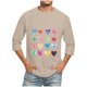 thumbnail image 1 of Camisas de Manga Larga para los Hombres Día de San Valentín Impresión Cuello Redondo Moda Casual, Mezcla de Poliéster de Lino de Algodón para Primavera Verano, 1 of 1