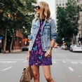 thumbnail image 4 of Easygdp Bright Purple Butterflies para Vestido Transpirable de Mujer, Vestido Suelto de Manga Corta con Pliegues y Bolsillos para el Verano, 4 of 7