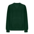 thumbnail image 5 of frariair Women's Fashionable Solid Color Pullover Loose Ribbed Splicing Long Sleeve Pocket Top Sweatshirt Blank Sweatshirts Hooded Sweatshirt Women, 5 of 6