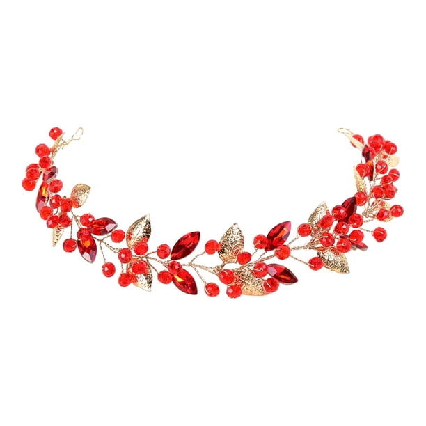 Accesorios para el cabello con hojas, ligeros y novedosos, hechos a mano, para bodas Rojo