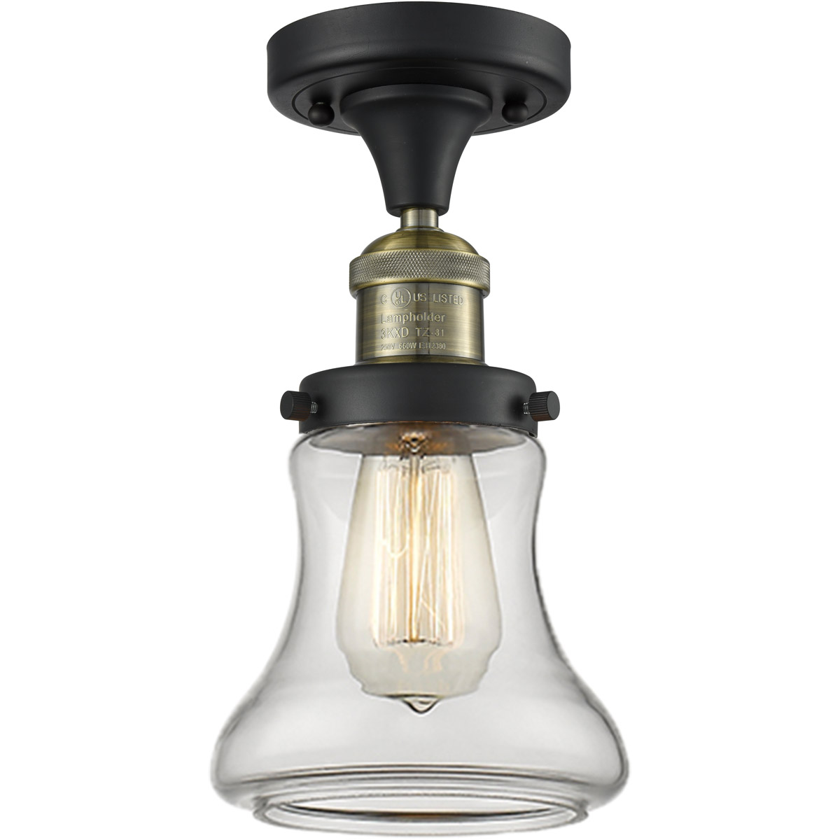 Semi Flush 1 Light Fixtures With Black Antique Brass Finish Cast Brass