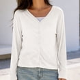 thumbnail image 3 of Craaazy Women's Lightweight Cardigan Loose Fit Open Front V Neck Long Sleeve Summer Casual Button Down Shirts Gifts, 3 of 5