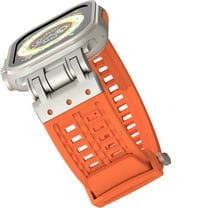 Wristband for Apple Watch Ultra 2/1 Band 49mm 45mm 44mm 42mm, Breathable Sport Silicone Rubber Band Strap with Adjustable Alloy Secure Buckle for iWatch Series 9 8 7 6 5 4 SE 3 2 1, Orange