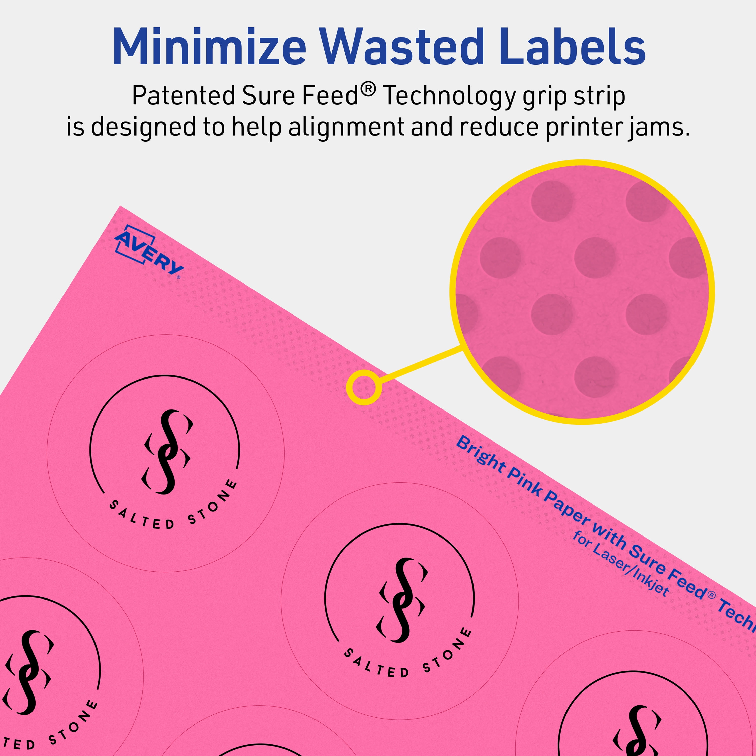 Avery Printable Round Labels, Bright Pink, 2.25" Diameter, 960ct