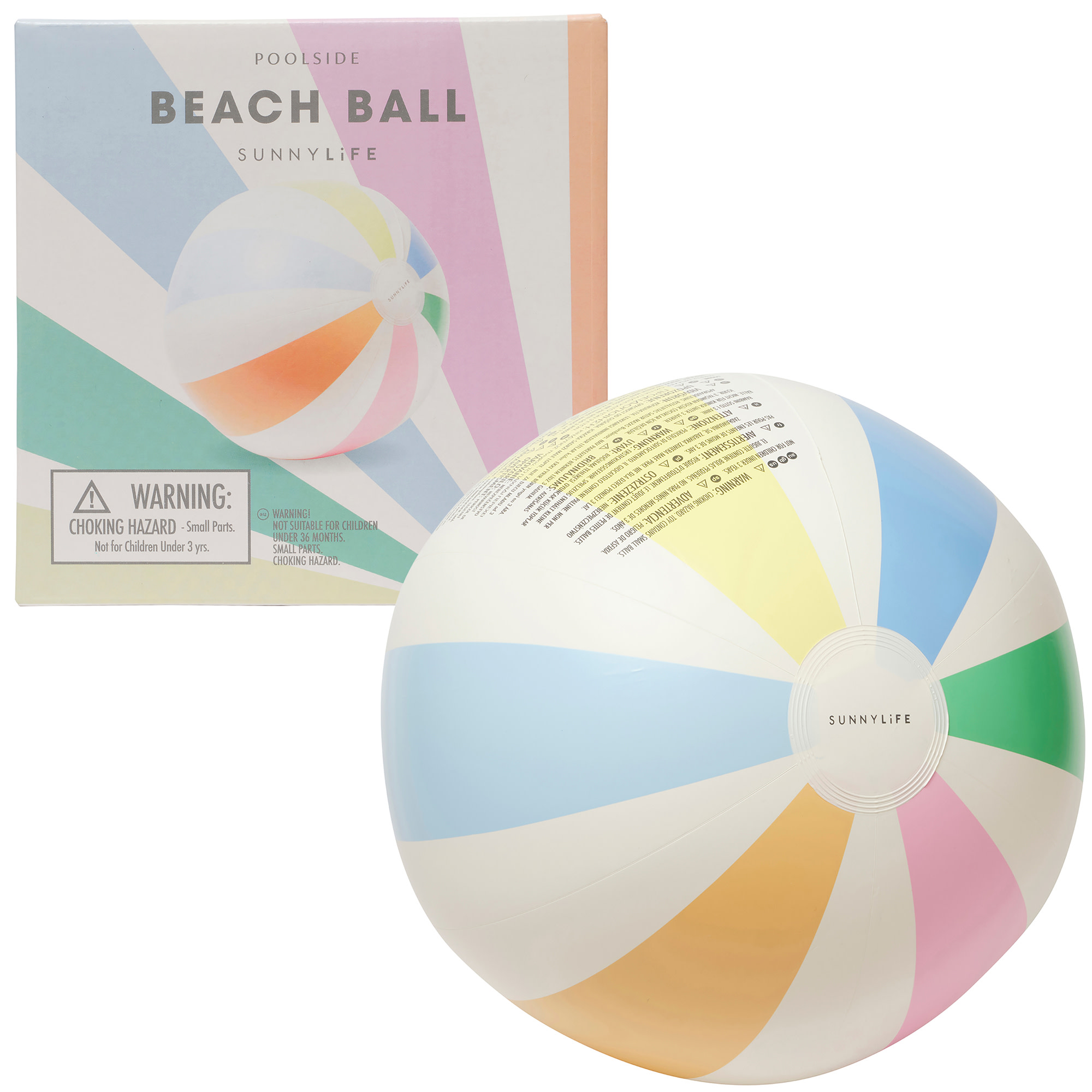 Sunnylife: Inflatable Beach Ball - Pool Side Pastel Gelato - 12.6" Water Play Float Toy, Pool Accessory, Durable PVC, Easy Inflation, Family-Kids 3+