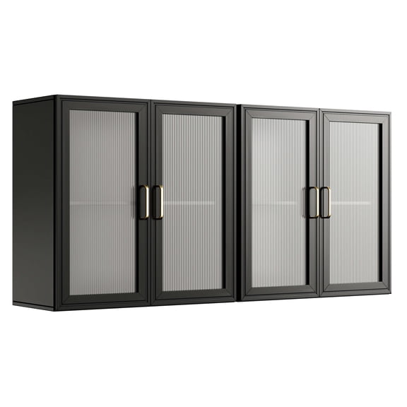 Wood Medicine Wall Cabinet with Acrylic Glass Doors, Kitchen Wall Cabinets with Adjustable Shelf, Laundry Room Wall Mounted Cabinet, Bathroom Wall Cabinet Set of 2