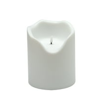 BIDK Home Small LED Lighted Melted Flameless Pillar Candle - 7.75" - White