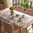 thumbnail image 3 of Pink Flowers Table Cloths for 6 Foot Rectangle Tables, Spring Floral Daisy Farmhouse Pastoral Botanical Patio Waterproof Elastic Fitted Tablecloths, Washable Rectangular Table Cover for Camping, 3 of 8