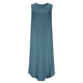 thumbnail image 5 of Nmnitkp Womens Cotton Linen Beach Dresses Crew Neck Sleeveless High Low Plus Size Tank Dress Summer Casual Solid Color Flowy Maxi Dresses with Pockets, 5 of 7