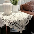 thumbnail image 4 of Yannee Vintage Square Tablecloth Doily Cotton Lace Crochet Floral Table Cloth Cover,Beige, 4 of 8