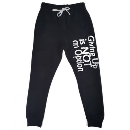 Men's Giving Up Is Not An Option Black Fleece Gym Jogger Sweatpants Large Black