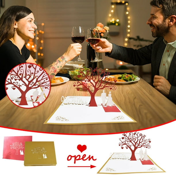 Fiudx Tarjeta de Felicitación Estéreo, Talla de Papel 3D Artesanal, Diseño de Ramo de Rosas Rojas, Regalo de Aniversario Único, Sorpresa de San Valentín, Ocasión Especial, Tamaño 26 X 15,5 Cm