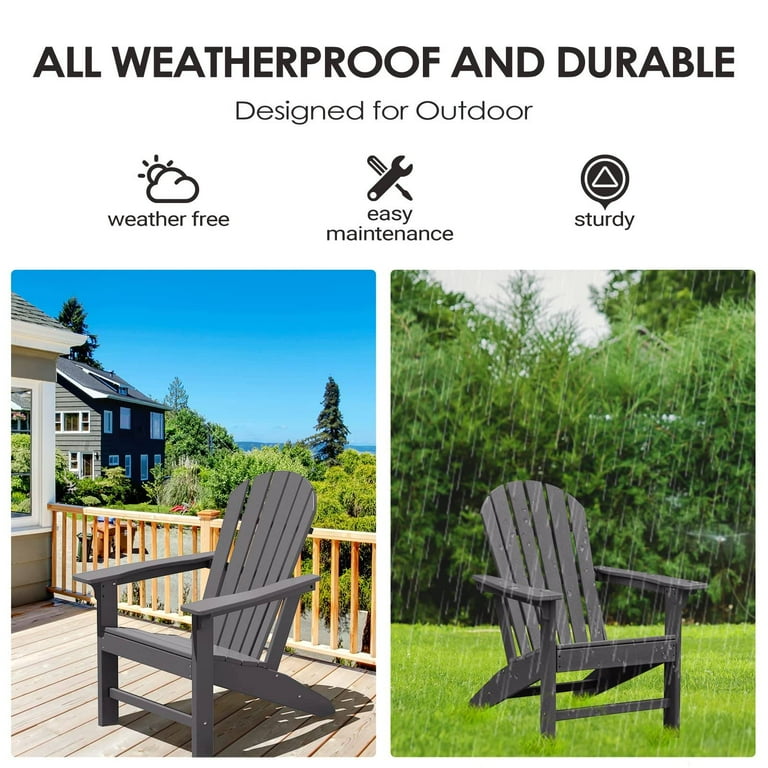 Otsun Polystyrene Adirondack Chairs, Gray All-Weather Lumber