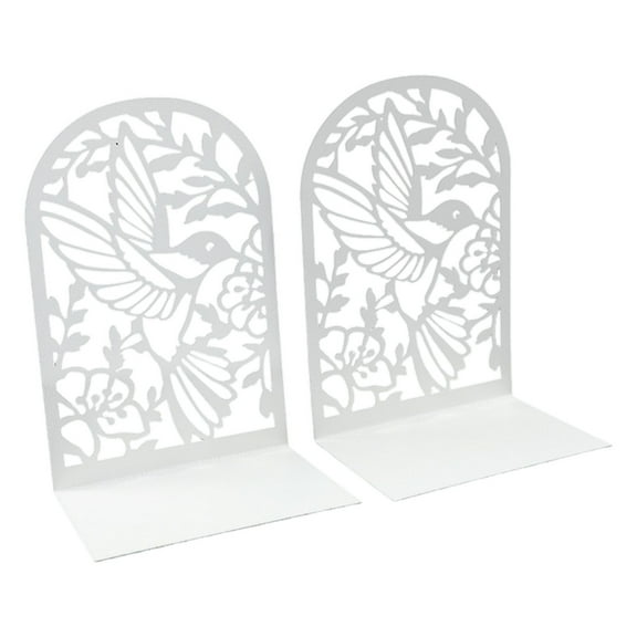 Metal Book End For Shelves Bird Flower Bookends Heavy Duty Book End Book Stopper Slip Resistant Bookends for Shelves
