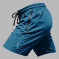 thumbnail image 4 of Men's Athletic Shorts Running Gym Workout Shorts Zipper Pockets Quick Dry Lightweight Breathable Sports Training Jogging Shorts with Drawstring Elastic Waist Cyan 4XL, 4 of 5