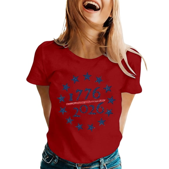 Womens 250th Anniversary Usa Shirt 250 Anniversary Usa Flag Independence Day Freedom T-Shirt Breathable Loose Fit America Pullover Tops